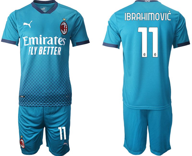 Men 2020-2021 club AC milan away #11 blue Soccer Jerseys